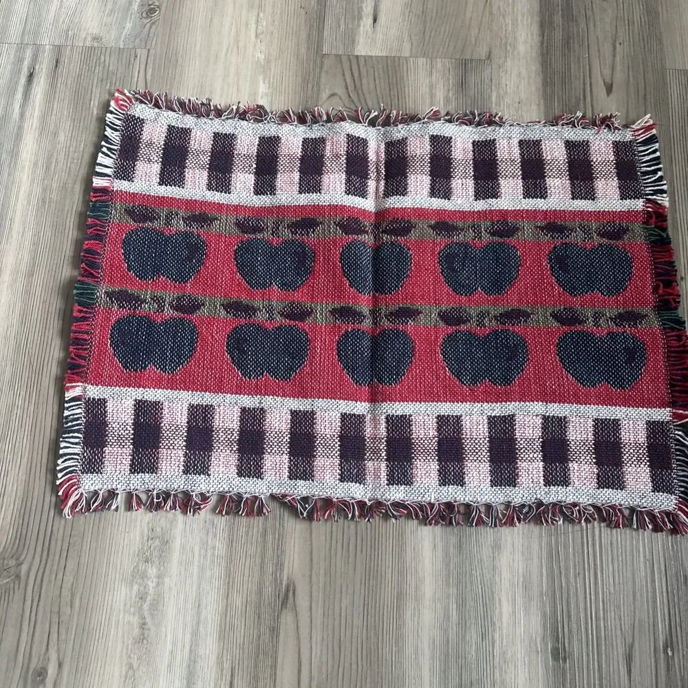 Vintage School House Apple Fall  (Set Of 4) 100% Cotton Placemats Made In India